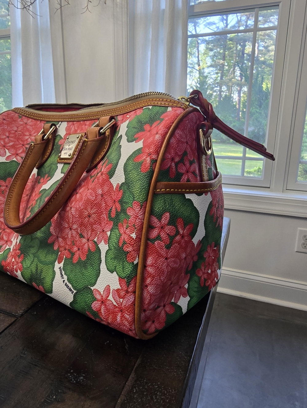 Dooney & Bourke Pink and Green Floral Satchel